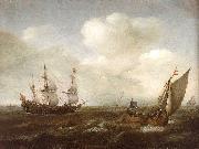 VROOM, Hendrick Cornelisz. A Dutch Ship and a Kaag in a Fresh Breeze Germany oil painting artist